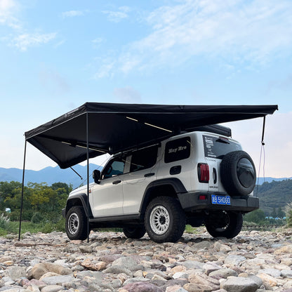 Younghunter Camping 180 Degree Free Standing Fan tent SUV Car Side Awning With LED bars